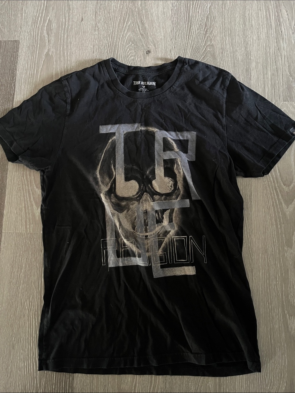 True Religion Black Graphic Skull Logo Tee